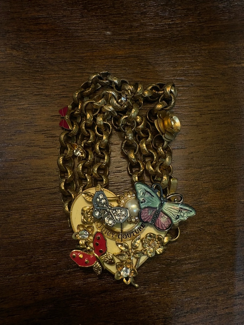 Vintage Y2K Juicy Couture Garden Party Charm Bracelet Butterfly